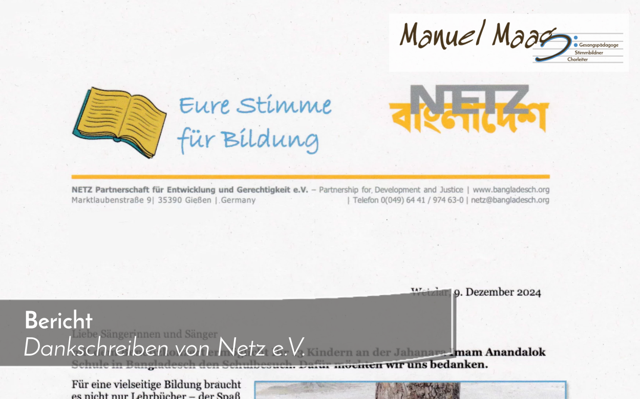 Dankschreiben von Netz e.V.